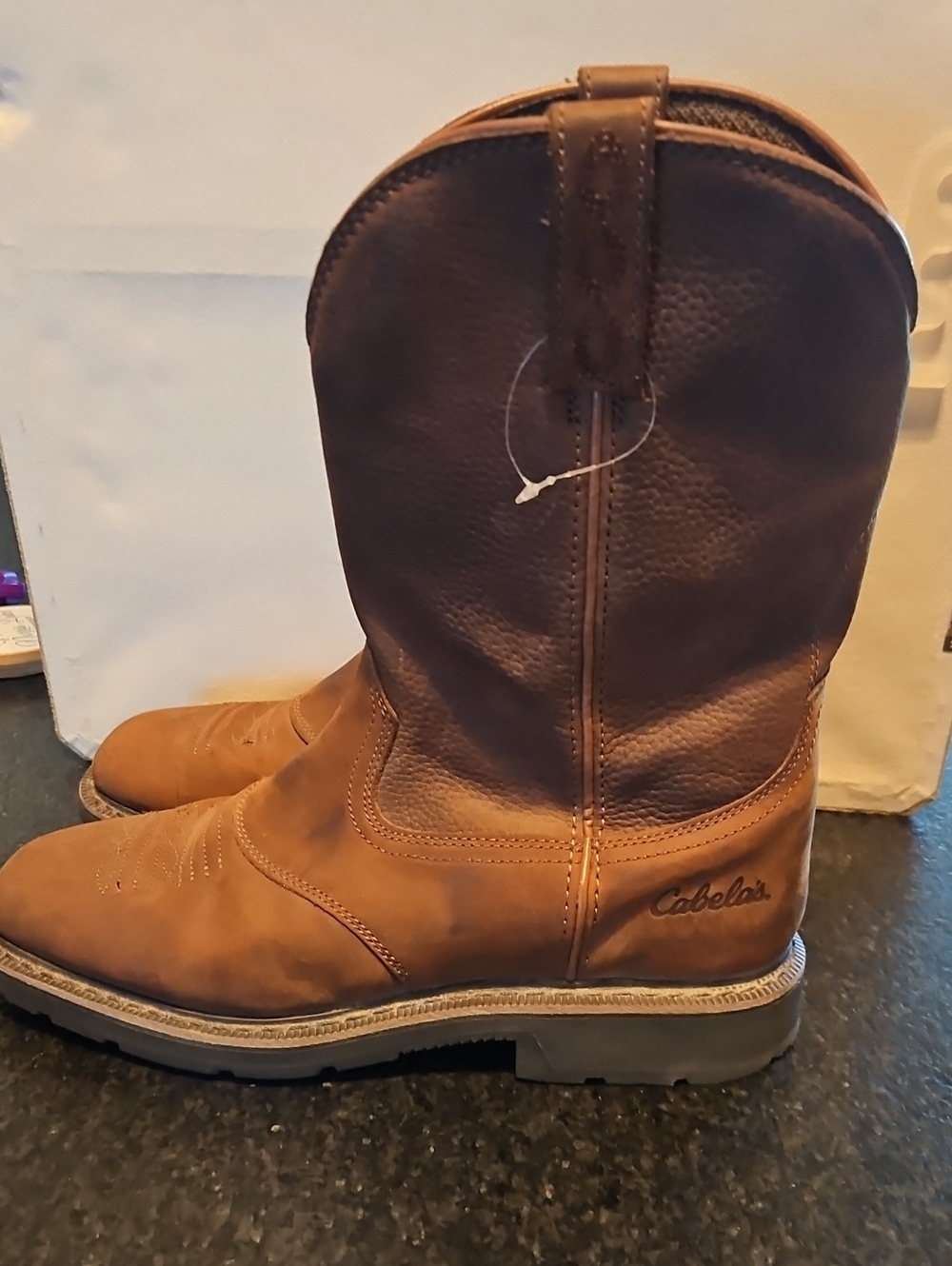 Cabela's Men's Tan/Brown Leather Cowboy Boots